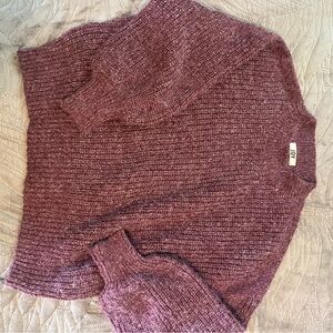 LOFT Women's Burgundy Crew Neck Sweater
